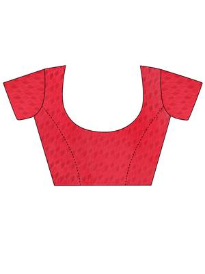 Red printed georgette saree with blouse 2