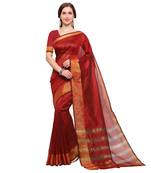 Red woven silk cotton saree with blouse