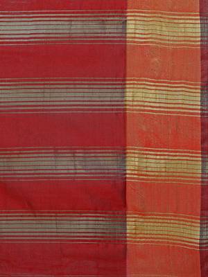 Red woven silk cotton saree with blouse 2