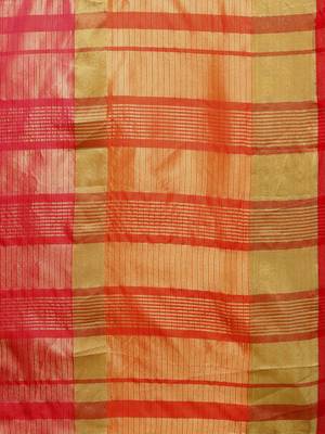Orange woven silk cotton saree with blouse 2