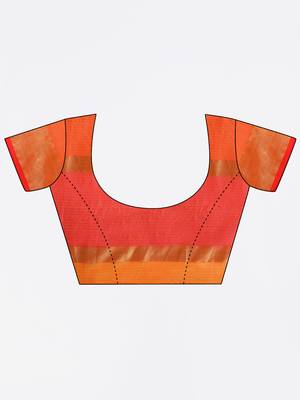 Orange woven silk cotton saree with blouse 3