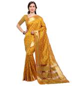 Mustard woven art silk saree with blouse
