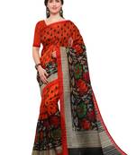 Orange printed bhagalpuri silk saree with blouse