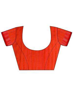 Orange printed bhagalpuri silk saree with blouse 4