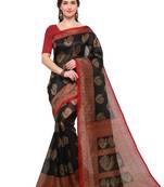 Black printed bhagalpuri silk saree with blouse