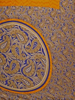 Mustard printed art silk saree with blouse 4