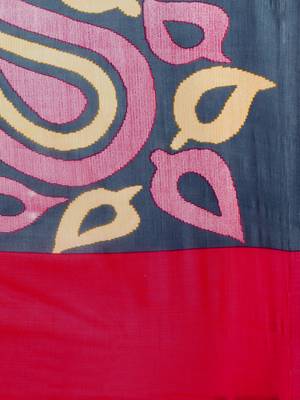 Red printed art silk saree with blouse 4