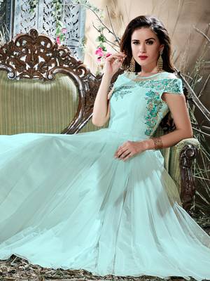 Glamour Firoji Net Fancy Party Wear Anarkali Gown 2