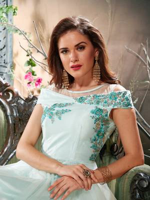 Glamour Firoji Net Fancy Party Wear Anarkali Gown 4