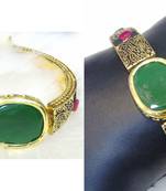 Charming Jewelry Emerald Green AD Kundan 4pc Jewelry Set
