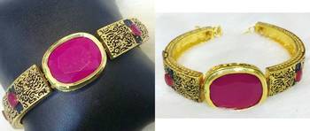 Charming Jewelry Ruby Pink AD Kundan 4pc Jewelry Set 1