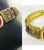 Charming Jewelry Ruby Pink AD Kundan 4pc Jewelry Set