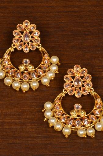 Pearls and Kundan Embellished Designer Dangler Earrings for Women