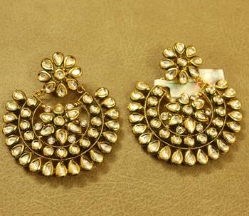 Kundan Meenakari Chand Bali Wedding Earrings 1