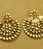 Kundan Meenakari Chand Bali Wedding Earrings