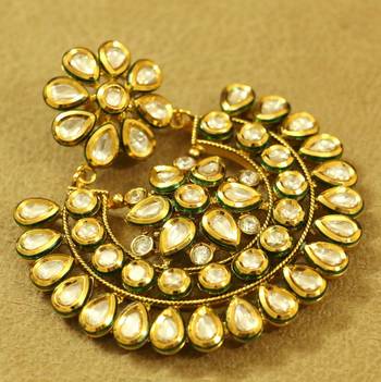 Kundan Meenakari Chand Bali Wedding Earrings 2