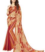 Multicolor printed crepe saree with blouse