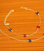 Multicolour Silver Plated Anklets