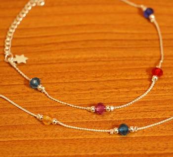 Multicolour Silver Plated Anklets 2