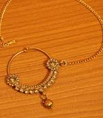 Zircon Studded Gold Plated Big Bridal Nose Ring