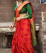 Red woven patola saree with blouse