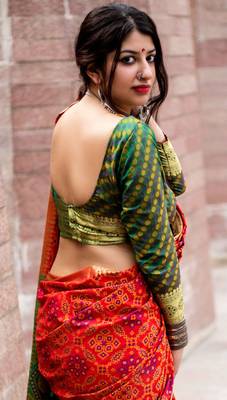 Red woven patola saree with blouse 2