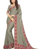 Multicolor printed crepe saree with blouse