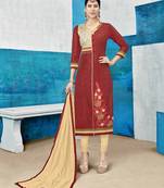 Maroon embroidered cotton silk salwar