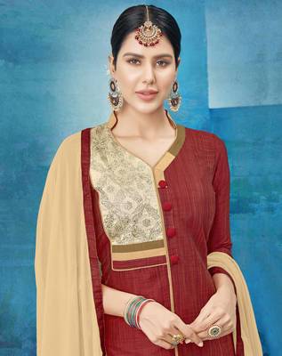 Maroon embroidered cotton silk salwar 2