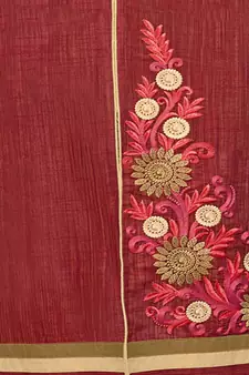 Maroon embroidered cotton silk salwar