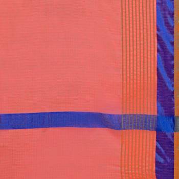 Peach plain pure cotton saree with blouse 5