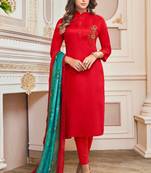 Red hand embroidery cotton salwar