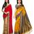 Multicolor embroidery georgette and printed silk saree combo pack of-2 saree