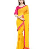 Yellow Georgette Embellished Saree With Blouse