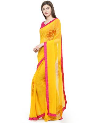 Yellow Georgette Embellished Saree With Blouse 2