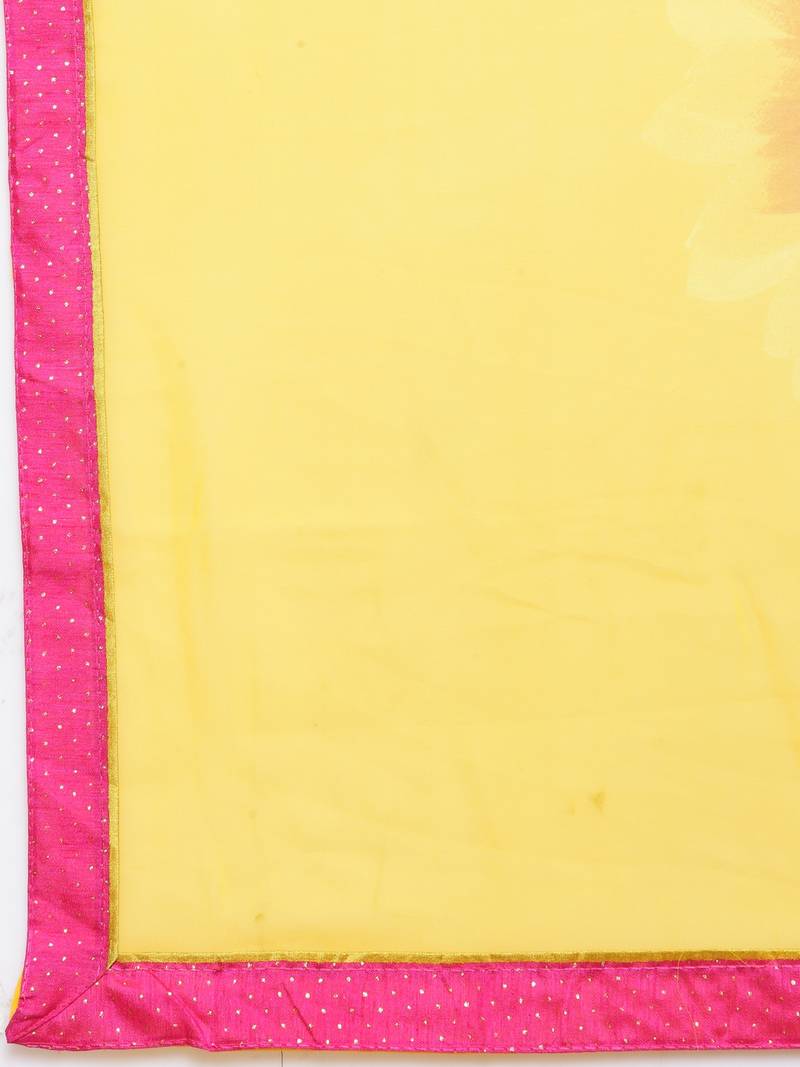 Yellow Georgette Embellished Saree With Blouse