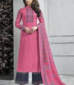 Pink Resham Embroidery Jacquard Semi Stitched Salwar With Dupatta