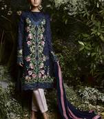 blue embroidered georgette semi stitched salwar with dupatta