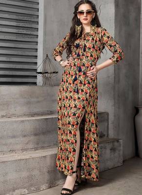 multicolor printed rayon stitched kurti 1