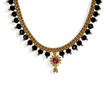 Full Jhalar Black Crystal Thushi Mangalsutra 1