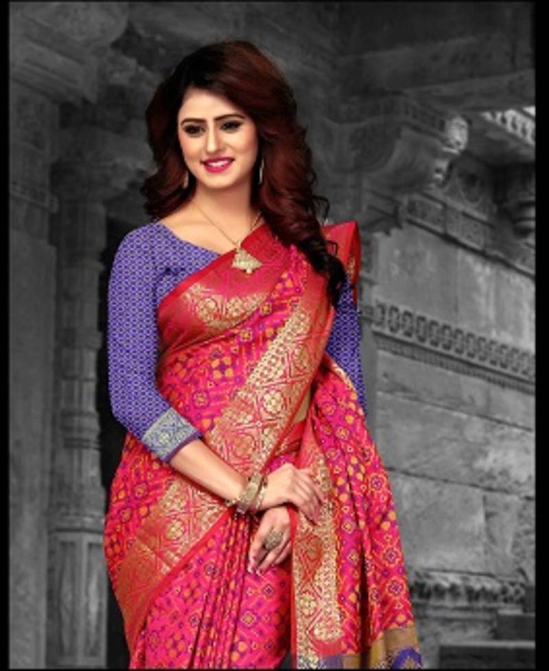 hot pink banarasi saree
