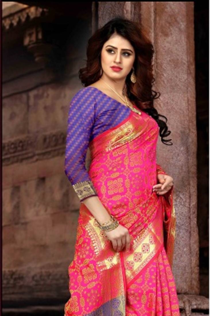hot pink banarasi saree