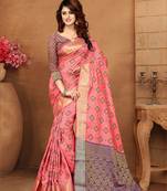 Light Pink colour Patola Heavy Banarasi Silk Saree with unstitched blouse