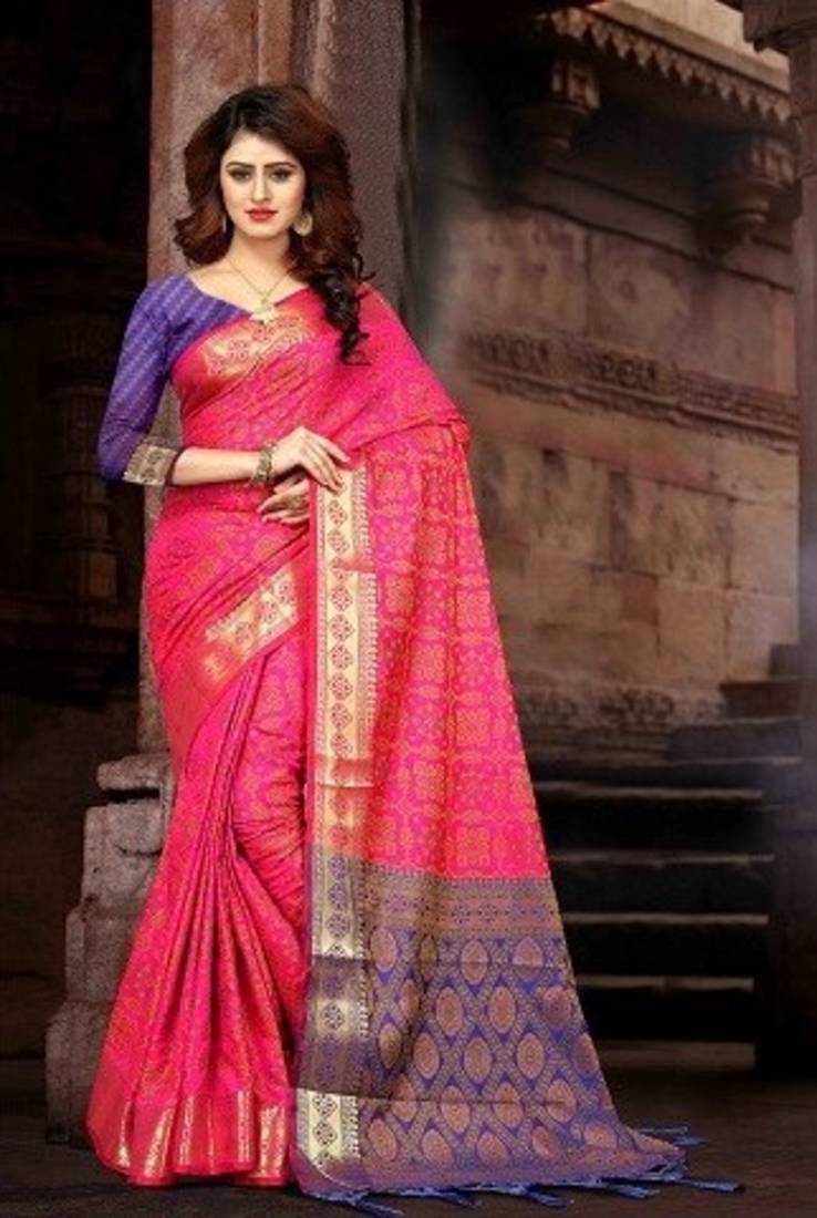 hot pink banarasi saree