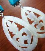 Shell and Aqua Blue Earrings