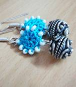 Crochet and German Silver Earrings