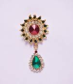 Green Red Gold Diamante Stones Teardrop Hair Bun Clip
