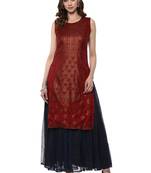 Red printed polyester kurta