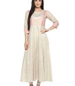 Beige printed cotton kurta