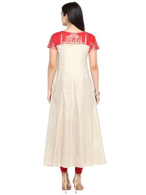 Beige printed cotton kurta 3